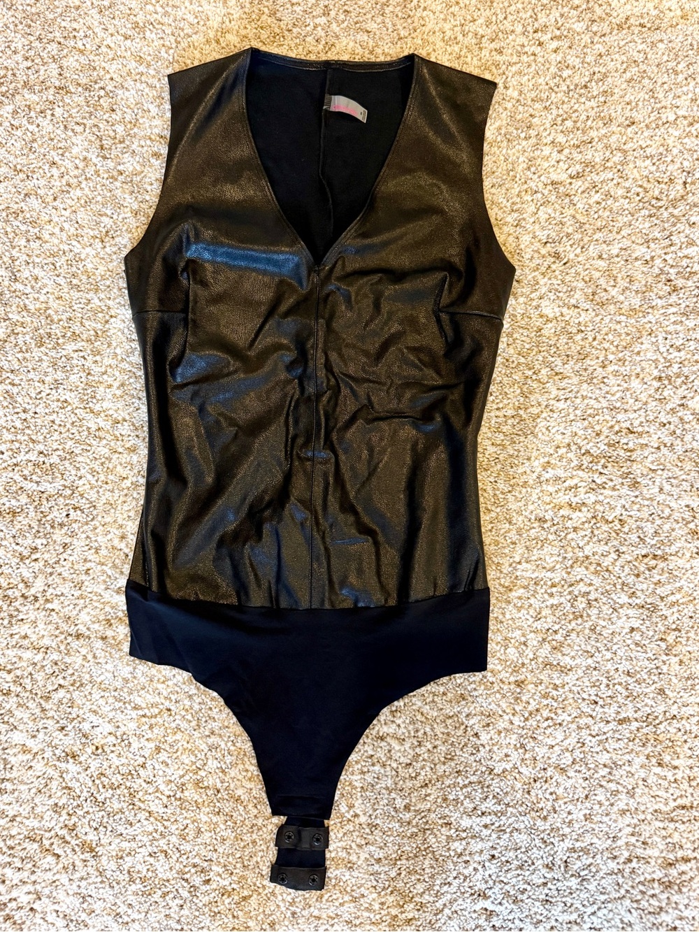 Commando Faux Leather V-Neck Bodysuit Black XS